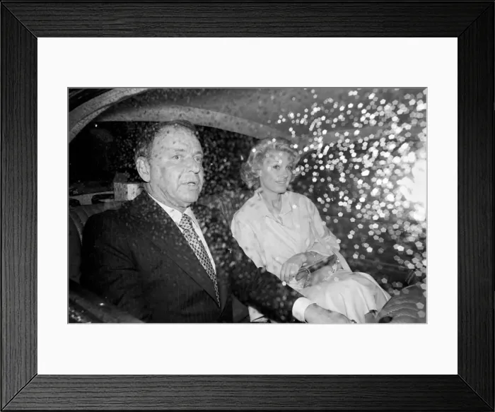 Framed Print : Frank Sinatra and Barbara Marx. Frank Sintara and his girlfriend Barbara Marx leaving Framed Print : Frank Sinatra and Barbara Marx. Frank Sintara and his girlfriend Barbara Marx leaving