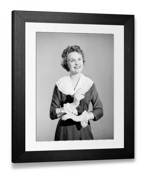 Framed Print : Clothing: Fashion: Gloves: Woman wearing matching gloves and collar Framed Print : Clothing: Fashion: Gloves: Woman wearing matching gloves and collar