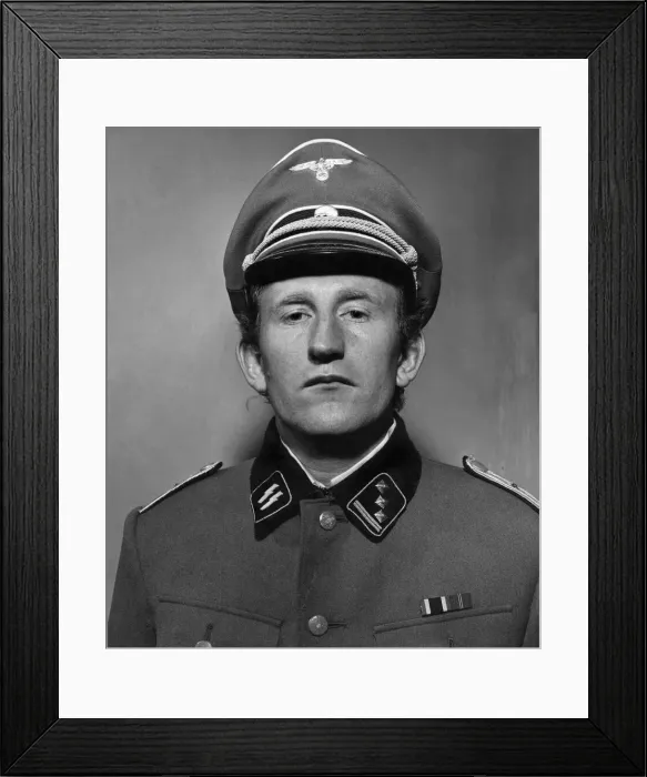 Framed Print : Lance Percival wearing his SS costume for the part he will play in the production of Framed Print : Lance Percival wearing his SS costume for the part he will play in the production of