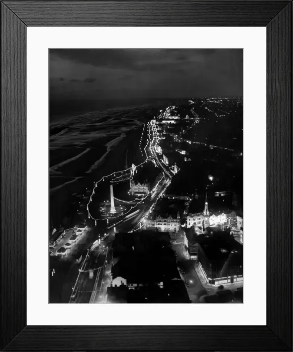 Framed Print : Blackpool Illuminations seen looking North from the Top of the Tower. July 1954
