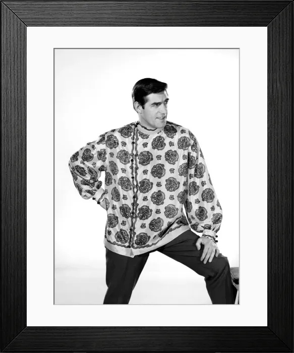 Framed Print : Male model Peter Christian wearing silk shirt. Circa 1964 Framed Print : Male model Peter Christian wearing silk shirt. Circa 1964