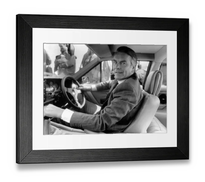 Framed Print : Politician Dr. David Owen in his Lotus Car. August 1987 Framed Print : Politician Dr. David Owen in his Lotus Car. August 1987