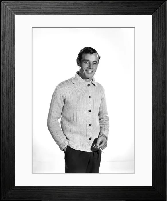 Framed Print : Model John Handy wearing cardigan in Reveille Studio. 1960