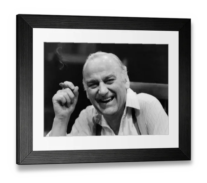Framed Print : Actor John Thaw smoking a cigar. February 1988