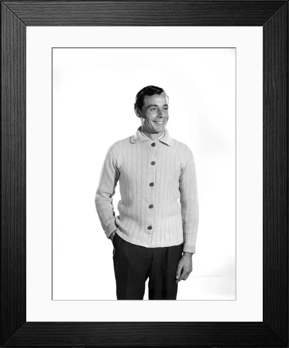 Framed Print : Model John Handy wearing cardigan in Reveille Studio. 1960