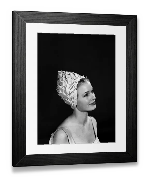 Framed Print : Model Vyvyan Dunbar wearing bathing hats Circa 1963 Framed Print : Model Vyvyan Dunbar wearing bathing hats Circa 1963