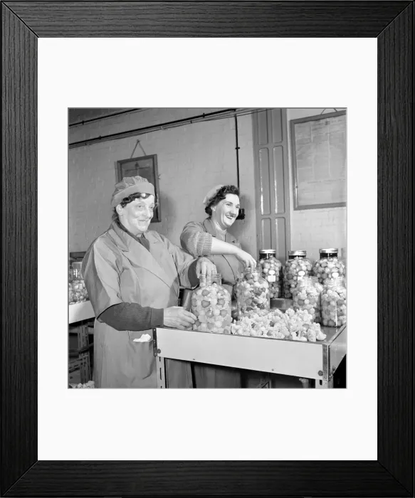 Framed Print : Pickle Packers: Pickle packers placing onions in jars. 1954 A156-004 Framed Print : Pickle Packers: Pickle packers placing onions in jars. 1954 A156-004