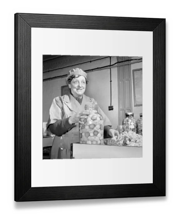 Framed Print : Pickle Packers: Pickle packers placing onions in jars. 1954 A156-001 Framed Print : Pickle Packers: Pickle packers placing onions in jars. 1954 A156-001