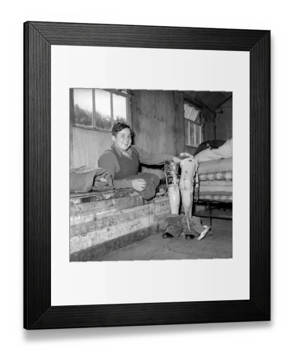Framed Print : Disability and Youth: Tommy Hoare the legless boy scout seen here enjoying camping Framed Print : Disability and Youth: Tommy Hoare the legless boy scout seen here enjoying camping