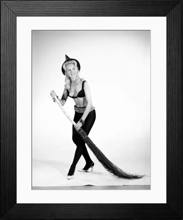 Framed Print : Model Brenda Bartlet dressed as a witch. October 1959 Framed Print : Model Brenda Bartlet dressed as a witch. October 1959