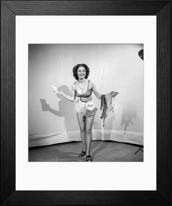 Framed Print : Woman modelling underwear in the Reveille Studio. 1966 Framed Print : Woman modelling underwear in the Reveille Studio. 1966