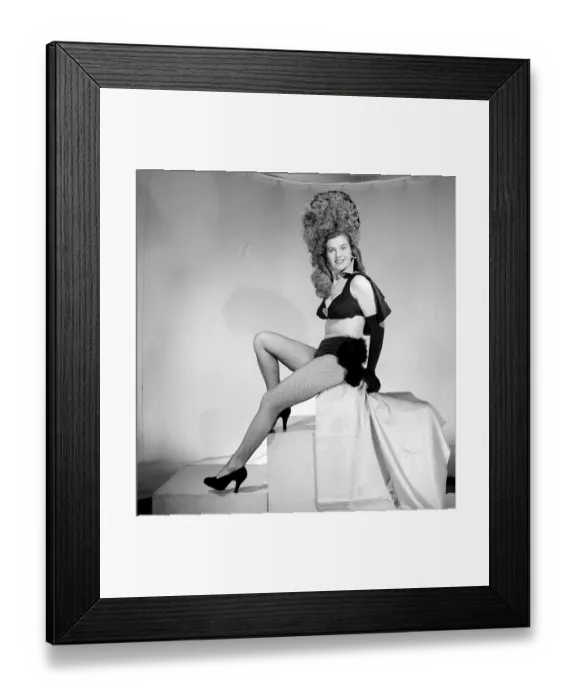 Framed Print : Showgirl wearing Easter Bonnet fancy dress. 1959 Framed Print : Showgirl wearing Easter Bonnet fancy dress. 1959