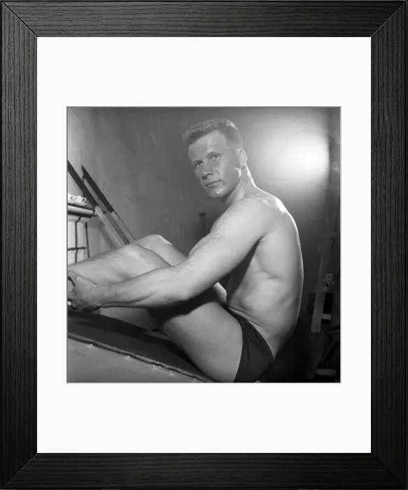 Framed Print : Mens Health: Body builder Larry Stevens seen here exercising in the gym. 1957 Framed Print : Mens Health: Body builder Larry Stevens seen here exercising in the gym. 1957