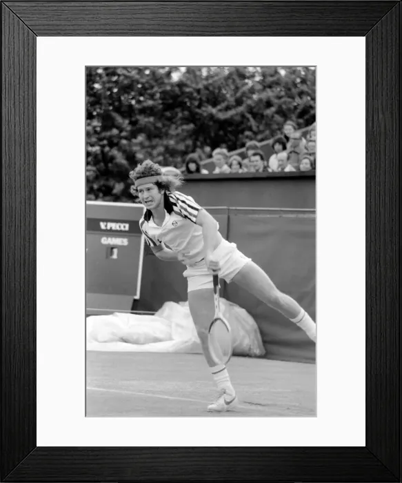 Framed Print : Tennis at Queens Club. Stella Artois. John McEnroe of USA in action