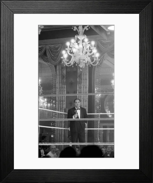 Framed Print : Rocky Marciano January 1962 at The Cafe Royal in London talking to members of Framed Print : Rocky Marciano January 1962 at The Cafe Royal in London talking to members of