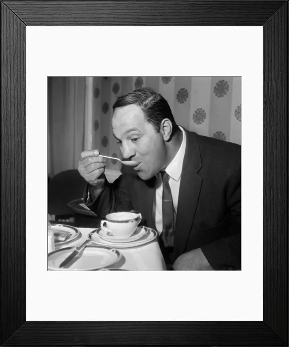 Framed Print : Rocky Marciano November 1963 Boxer at The Midland Hotel enjoying some pea-soup Framed Print : Rocky Marciano November 1963 Boxer at The Midland Hotel enjoying some pea-soup