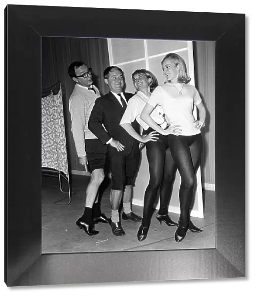Eric Morecambe and Ernie Wise June 1965 clown it up with two chorus girls who