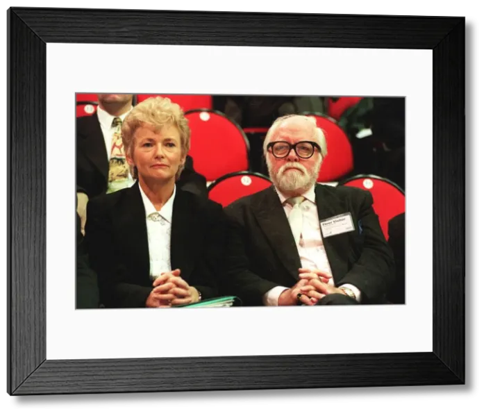 Framed Print : Richard Attenborough and Glenys Kinnock sit watching the debate at the annual labour Framed Print : Richard Attenborough and Glenys Kinnock sit watching the debate at the annual labour