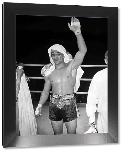 Randolph Turpin V Don Cockell. Turpin with his Lonsdale belt after the fight