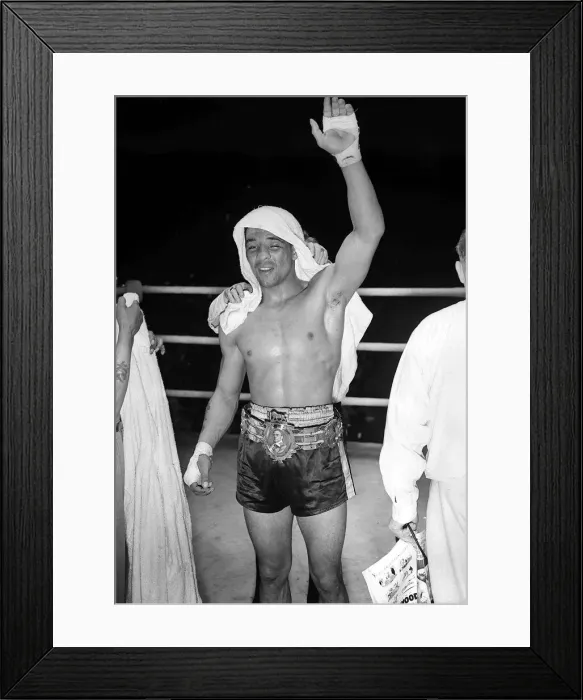 Framed Print : Randolph Turpin V Don Cockell. Turpin with his Lonsdale belt after the fight Framed Print : Randolph Turpin V Don Cockell. Turpin with his Lonsdale belt after the fight