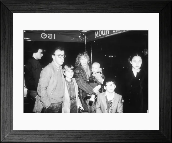 Framed Print : Woody Allen With Wife Mia Farrow And Family Framed Print : Woody Allen With Wife Mia Farrow And Family