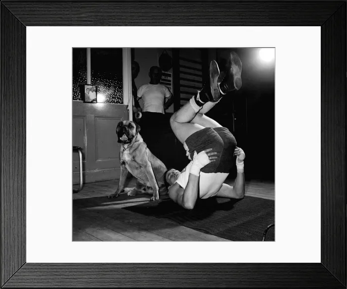 Framed Print : Terry Downes Boxer - May 1962 Training at Joe Blooms gym, London Framed Print : Terry Downes Boxer - May 1962 Training at Joe Blooms gym, London