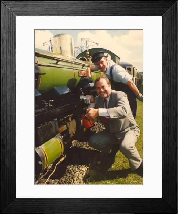 Framed Print : John Prescott with a steam train Framed Print : John Prescott with a steam train