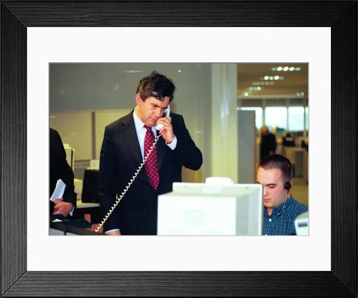Framed Print : Gordon Brown who visited the Sage software company today Framed Print : Gordon Brown who visited the Sage software company today