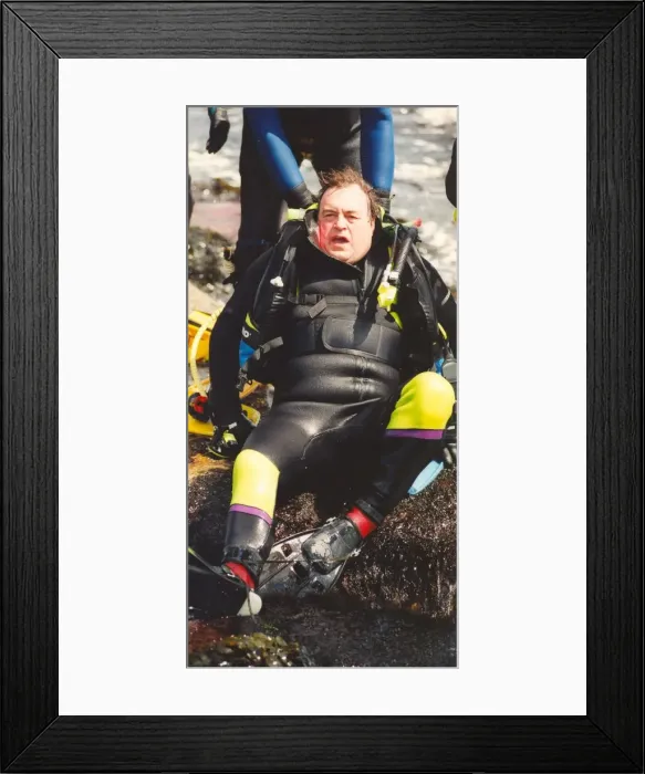 Framed Print : John Prescott scuba diving to highlight World Ocean day at Whitley Bay Framed Print : John Prescott scuba diving to highlight World Ocean day at Whitley Bay