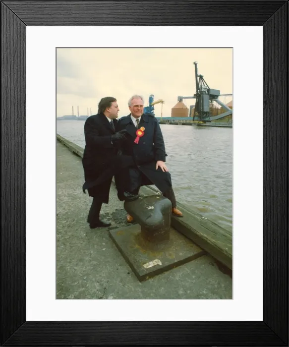 Framed Print : John Prescott with Ronnie Campbell on the river at Blyth Framed Print : John Prescott with Ronnie Campbell on the river at Blyth