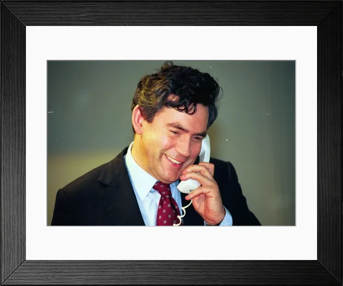 Framed Print : Gordon Brown who visited the Sage software company today