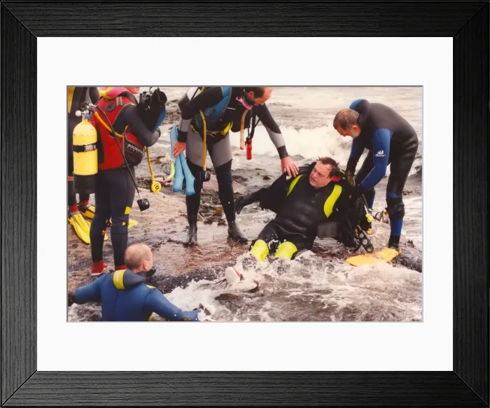 Framed Print : John Prescott scuba diving to highlight World Ocean day at Whitley Bay