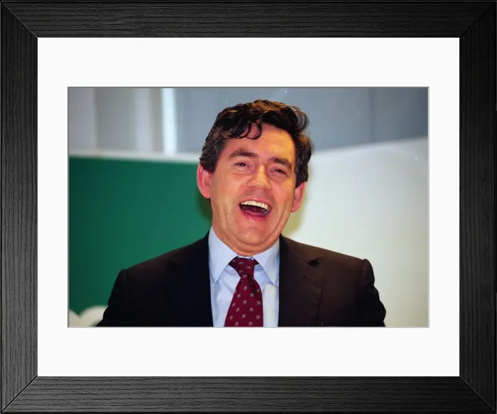 Framed Print : Gordon Brown who visited the Sage software company today