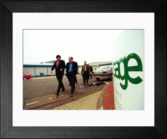 Framed Print : Gordon Brown who visited the Sage software company today