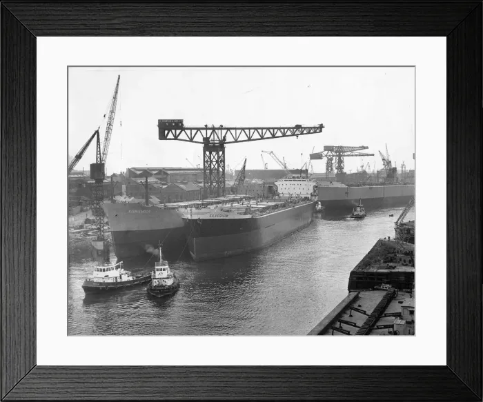 Framed Print : Ships Silverhow and Kirriemoor being fitted out on the River Wear. Circa 1960 Framed Print : Ships Silverhow and Kirriemoor being fitted out on the River Wear. Circa 1960