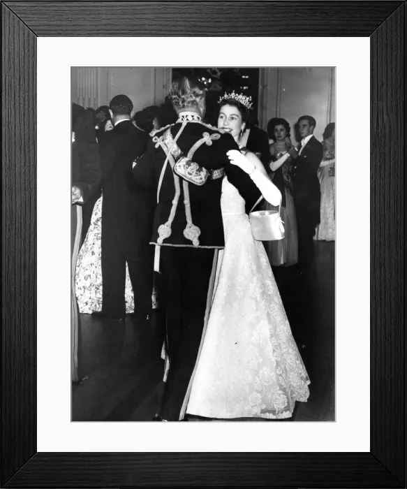 Framed Print : Queen Elizabeth II dances with Air Marshall Sir John Baldwin at the Light Brigade Framed Print : Queen Elizabeth II dances with Air Marshall Sir John Baldwin at the Light Brigade