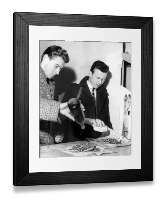 Framed Print : Chips with plenty of salt and vinegar is still a firm favourite in Novermber 1962 when Framed Print : Chips with plenty of salt and vinegar is still a firm favourite in Novermber 1962 when