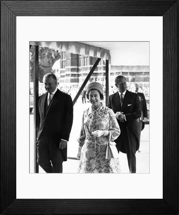 Framed Print : Queen Elizabeth II arrives at the 62nd Inter-Parliamentary Union conference with Prince Framed Print : Queen Elizabeth II arrives at the 62nd Inter-Parliamentary Union conference with Prince