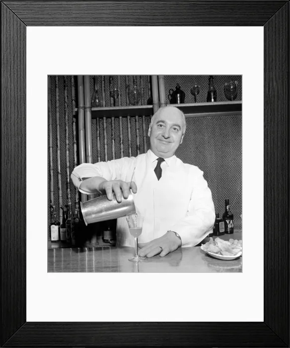 Framed Print : Drinks: Cocktails Joe Gilmore top barman at the Savoy hotel in London seen here preparing