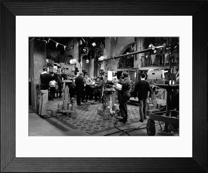 Framed Print : Cast and crew of Z-Cars TV programme seen here recording an episode of the show in Framed Print : Cast and crew of Z-Cars TV programme seen here recording an episode of the show in