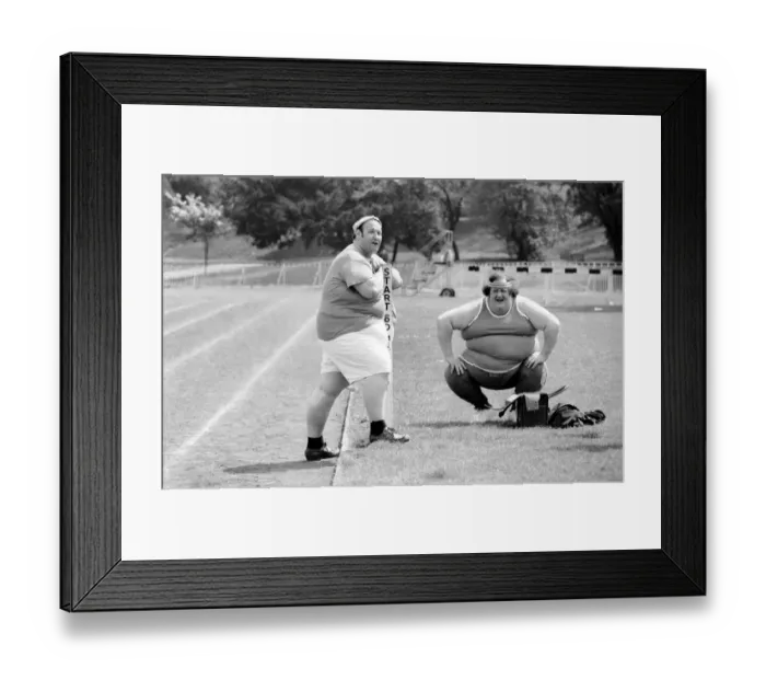 Framed Print : Jogger-nauts: John Robinson sports writer with Colin Taylor jogging in Battersea Park