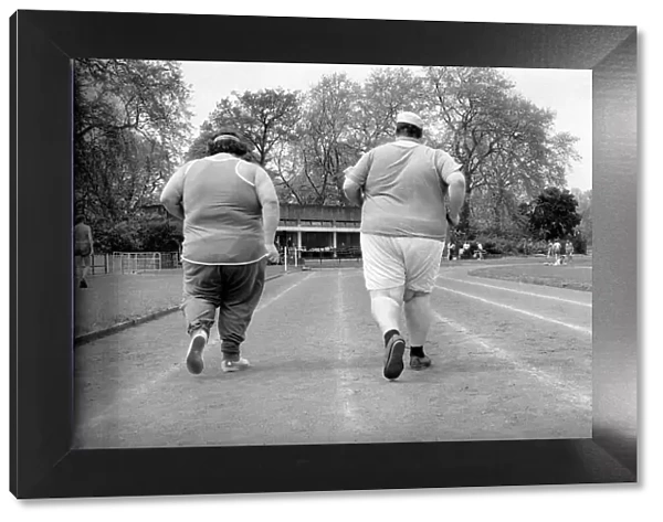 Jogger-nauts: John Robinson sports writer with Colin Taylor jogging in Battersea Park