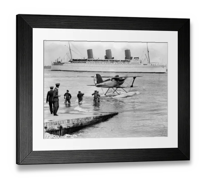 Framed Print : Empress of Britain ship Schneider Cup team practicing at Calshot in the Solent Framed Print : Empress of Britain ship Schneider Cup team practicing at Calshot in the Solent