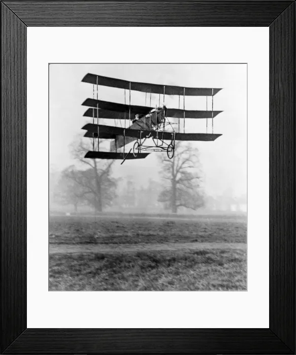 Framed Print : A. V Roe in his triplane at Wembley Park, London 1909 Framed Print : A. V Roe in his triplane at Wembley Park, London 1909