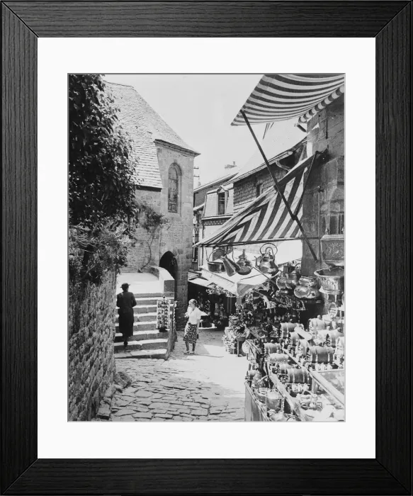 Framed Print : Mont St Michel Brittany France. The only street on the Mont. the Grand Rue. Circa 1954 Framed Print : Mont St Michel Brittany France. The only street on the Mont. the Grand Rue. Circa 1954