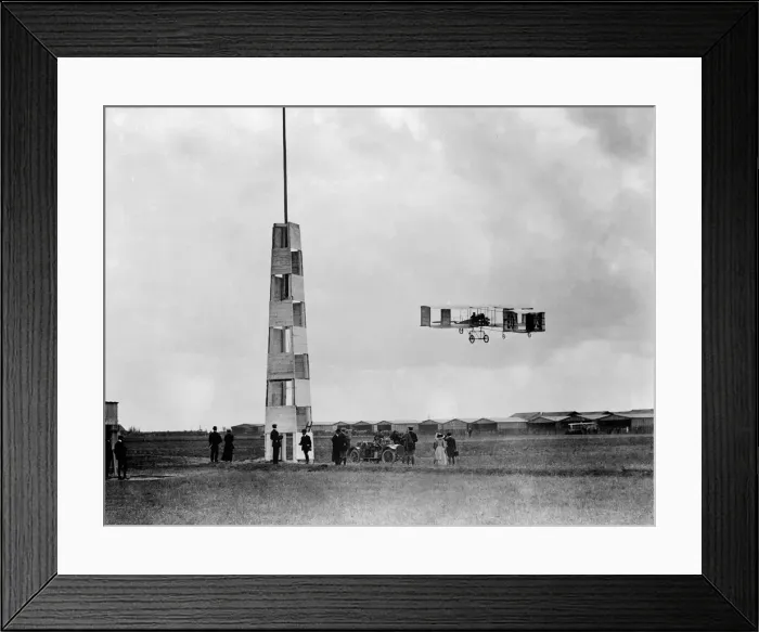 Framed Print : A Voisin biplane in action. August 25th 1909 Framed Print : A Voisin biplane in action. August 25th 1909