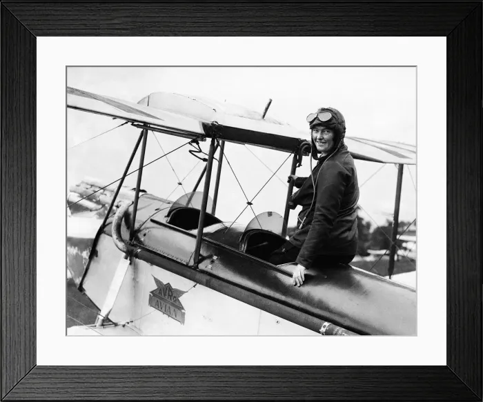 Framed Print : Miss Winifred Brown in a sports Avro Avian aeroplane at the Manx air races