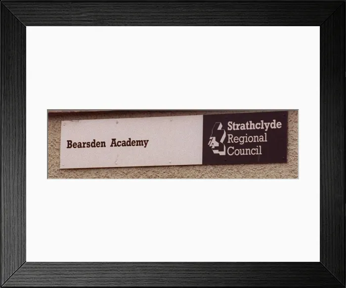 Framed Print : Bearsden Academy School sign - Strathclyde Regional Council sign