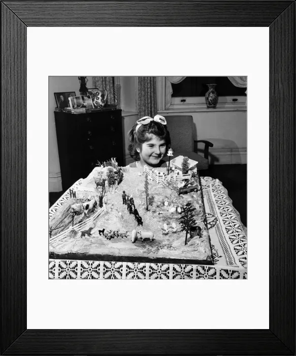 Framed Print : Rosemary Nolan playing with Toy Farm. December 1952 C6403