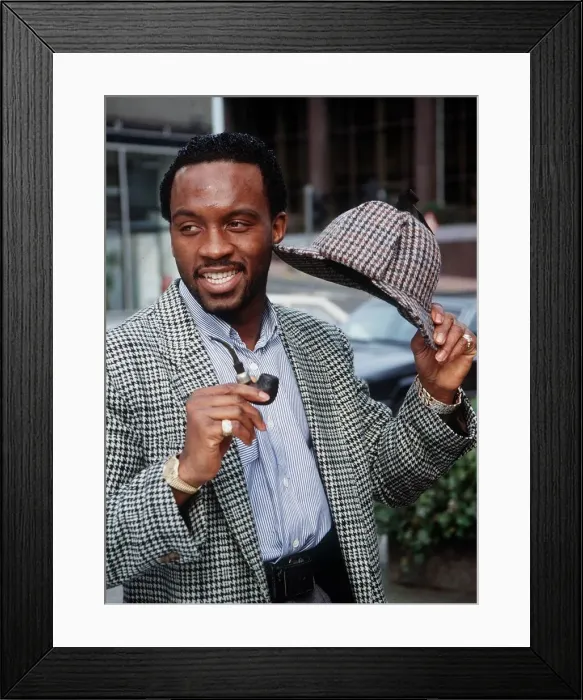 Framed Print : Nigel Benn intweed jacket holding hat and pipe March 1990 Framed Print : Nigel Benn intweed jacket holding hat and pipe March 1990